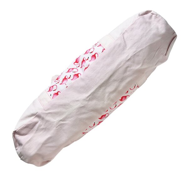 Pink Canvas Tote Bag Flamingo Print Lined Pocket Zippered Compartments By DEI - Picture 9 of 13